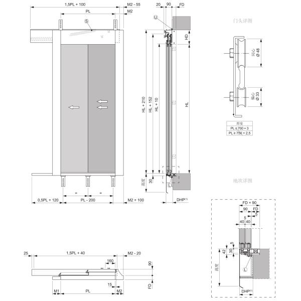 Fermator Type Sliding Door Operator With 48 Mm Diam Concentric Wheels