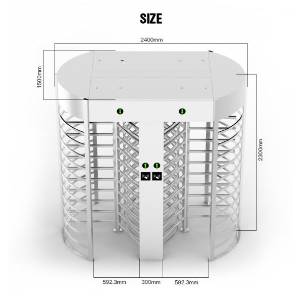 Double Magnetic Full Height Turnstile Gate Biometric Face Recognition RS485