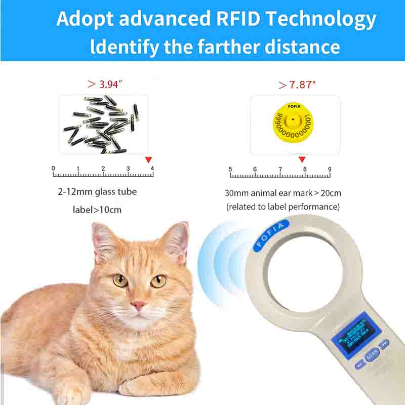 Durable Plastic PT200 RFID Handheld Reader With 128x64 OLED Screen ISO11784/5 Protocol Long Range Reading For Pets And Farm Use