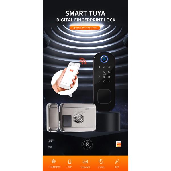 Fingerprint Recognition Electronic Door Lock Keyless Wireless With Tuya App