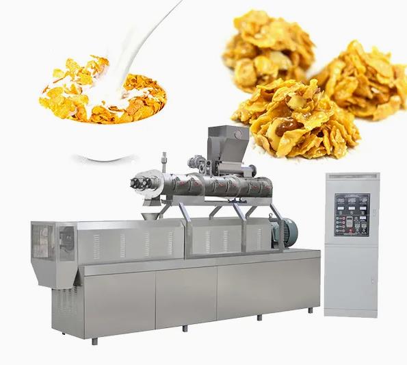 Twin Screw Extruder Corn Flakes Production Line 260kg/h 500kg/h With Different Shapes