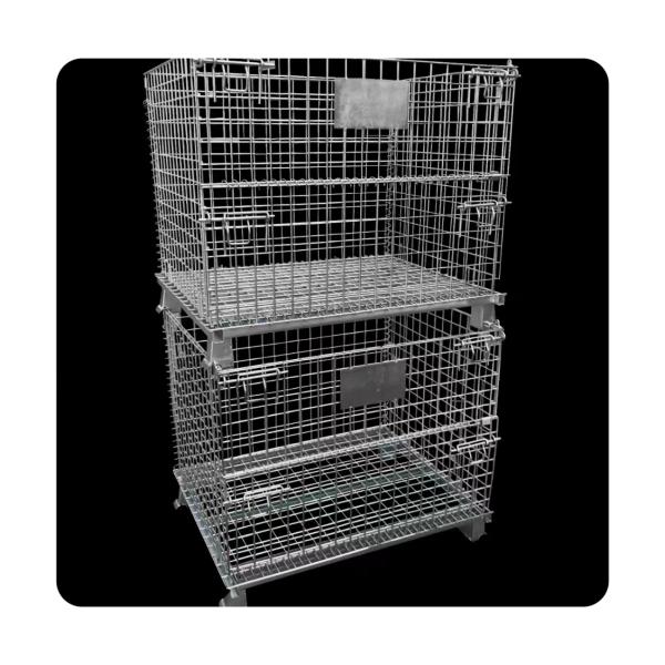 1000-1500 Kgs Capacity Custom Industrial Storage Stackable Foldable Wire Mesh Containers Collapsible Pallet Cage for Auto parts