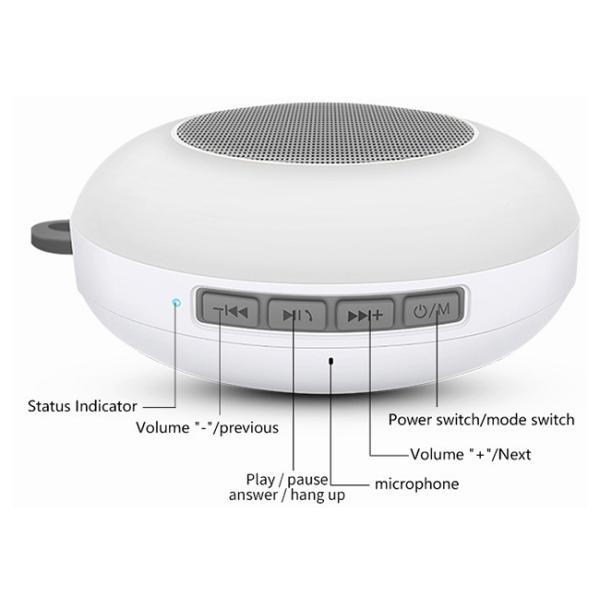 Waterproof LED Light Bluetooth Speaker With FM Radio DC 5V 1A Charging Input