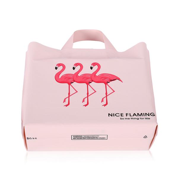 Customized square shape flower pattern long handle PP gift bag,flower vase, disposable flower plastic bag, plastic folda