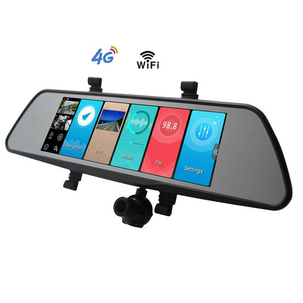 Android Car 4G rear mirror camera dvr with 3 cameras gps navigation