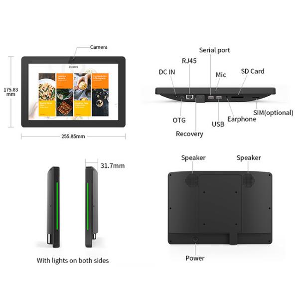 Customizable 10.1 Inch IPS LCD Display Android POE Tablet Wall Mount With LED Light