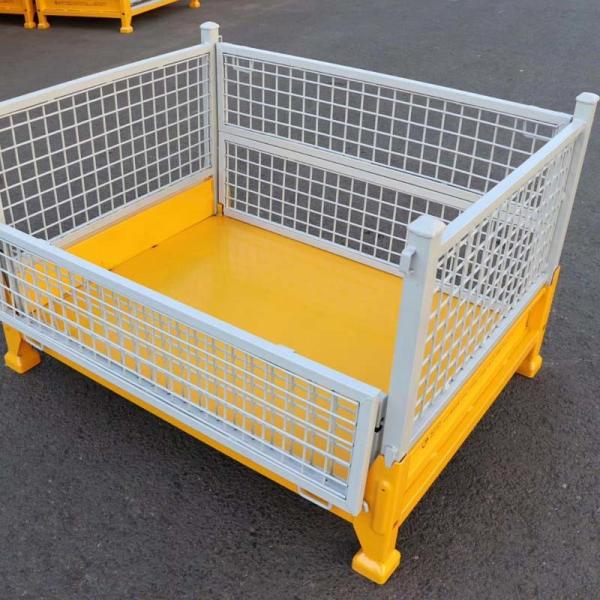 Foldable Industrial Grid Metal Pallet Box Strong Structure Storage Box