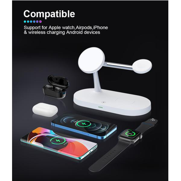 Multi-Functional 5-in-1 Wireless Charging Station with 2W Night Light and USB Output