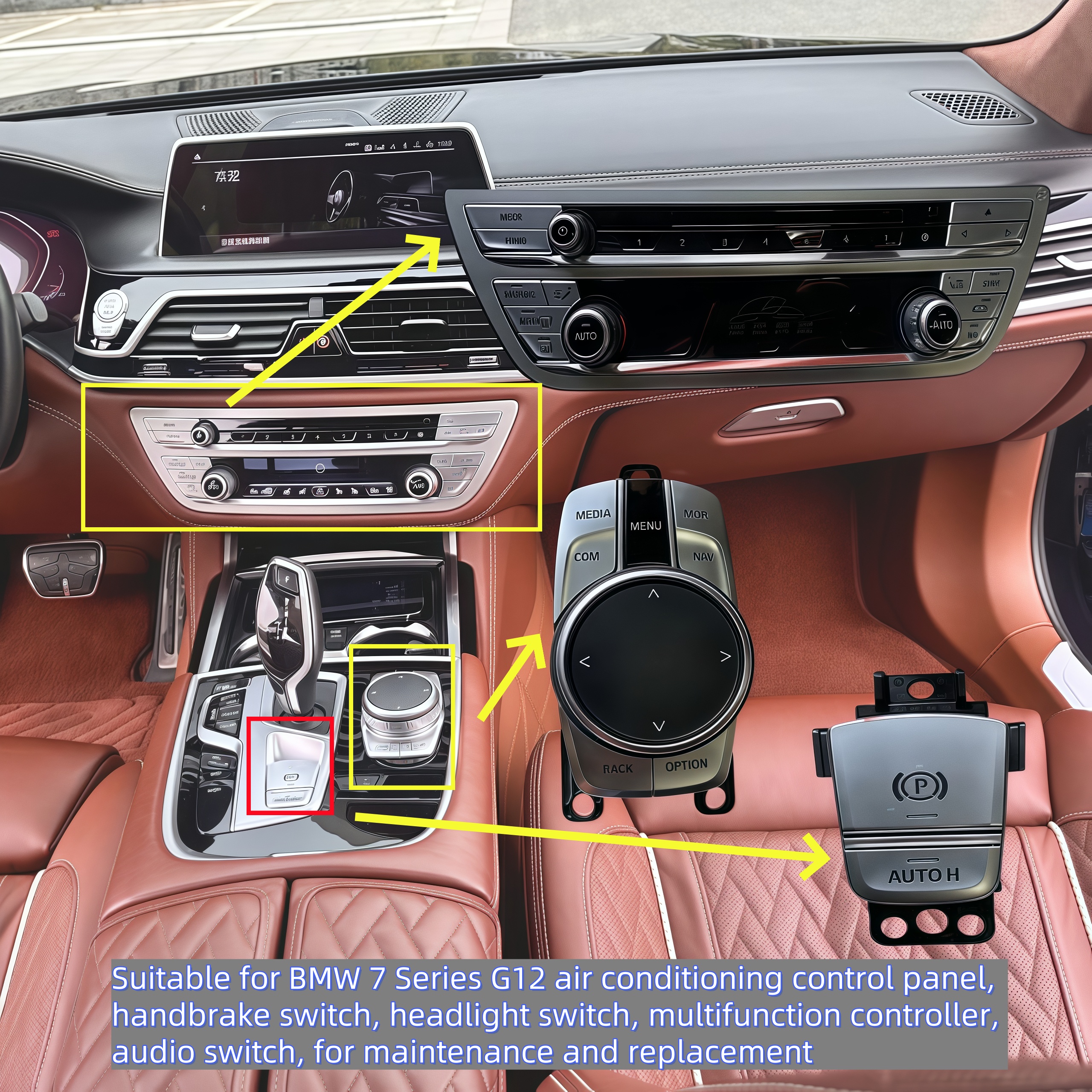 High-quality Controller for BMW 7 Series G12 Multi-function air Conditioning Button Switch Headlight Controller P Key Car Parts