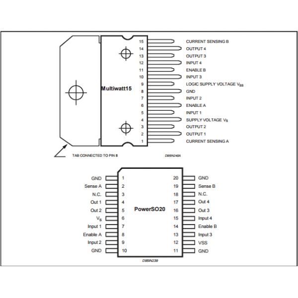 Common Integrated Circuits L298N Circuit Dual Full Bridge Driver