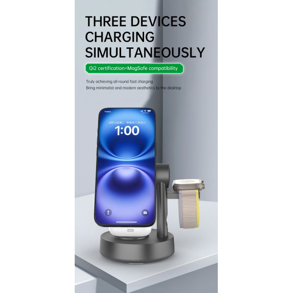 Stylish Qi 2.2 Wireless Charger and Bluetooth 5.2 Speaker Combo Support both Samsung & Apple Devices