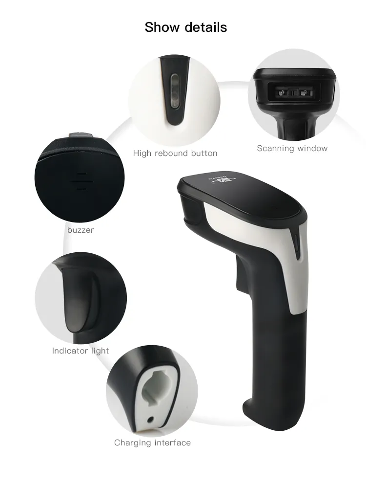 1d CCD Barcode Qrcode Scanner Handheld Wireless Retail Barcode Scanner