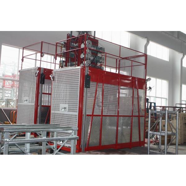 100m Single Cage Construction Hoist , Steel Galvanized Material
