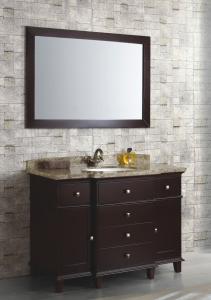 China Wooden 48′′ Bathroom Floor Cabinet , Single Sink Vanity Furniture With Mirror on sale