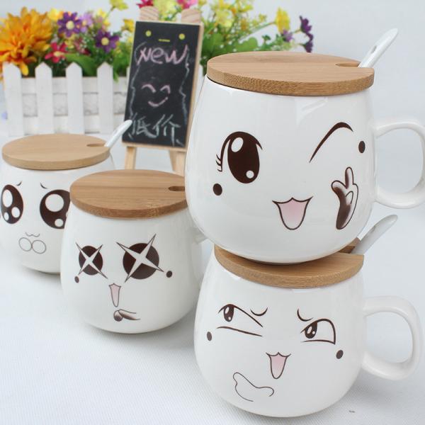 Expression Printing Mug Cute Ceramic Tea Mug with Handle Ceramic Coffee Mugs