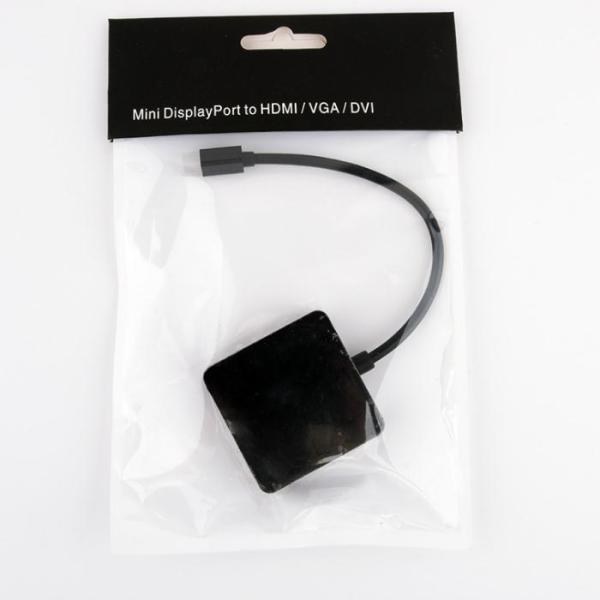 White Multi Function Converter Mini DP Displayport To VGA + HDMI + DVI Conversion Line 3 - In - 1