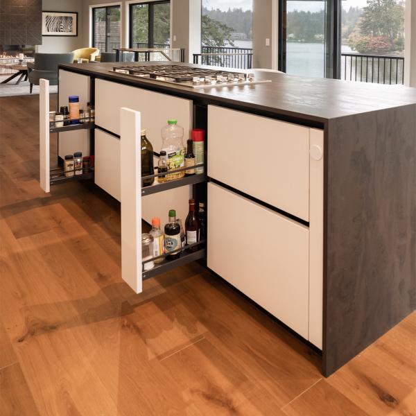 Multifunctional White Melamine Kitchen Cabinet House Dining Table Center Unit Island