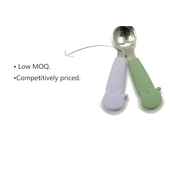 Customized Pantone Color Silicone Feeding Spoon Kids Tableware Flatware