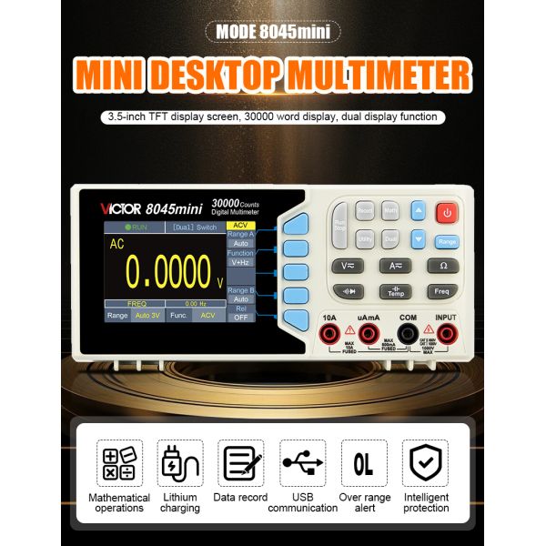VICTOR 8045mini mini size Table Top Multimeter 30000 Counts DMM bench type multimeter with colorful display