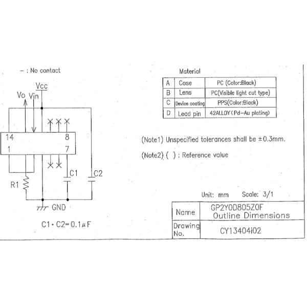 GP2Y0D805Z0F 50mm 6.5mA Digital Distance Interrupter