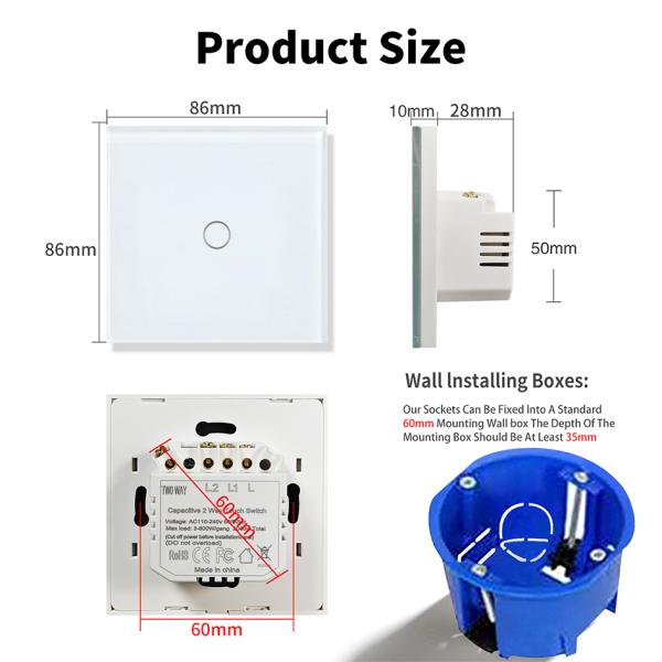 86 Type Dual Light Switch 157 Type Cross Switch Aad Socket Combination Glass Panel 2Gang 2Way Home Switches