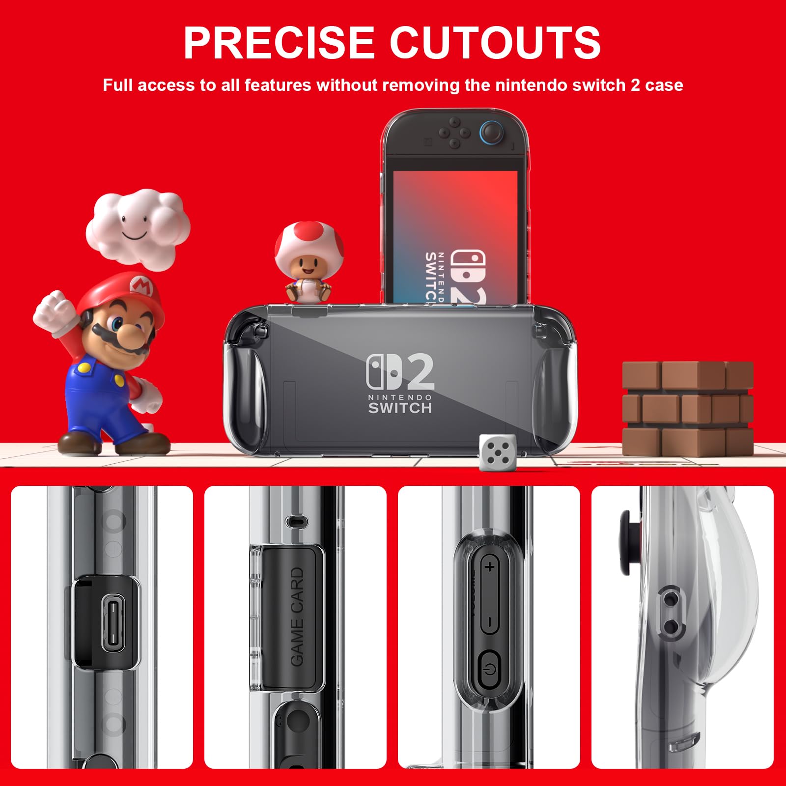 Laudtec for Switch 2 Case (2025), Sanyetral Premium Soft TPU Lightweight Shockproof Clear Cover for Nintendo