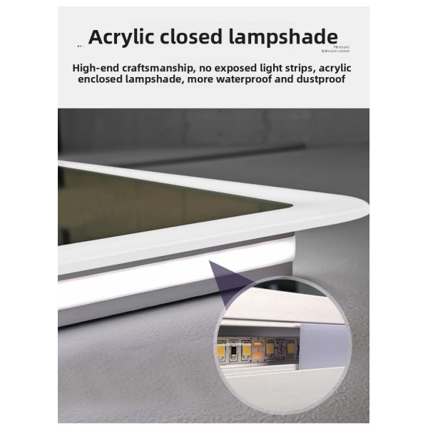 Luxury Premium Rectangular Bath Mirror with LED Touch Switch Elegant Modern Design for Villa Hotel Apartment Washroom Hot Seller