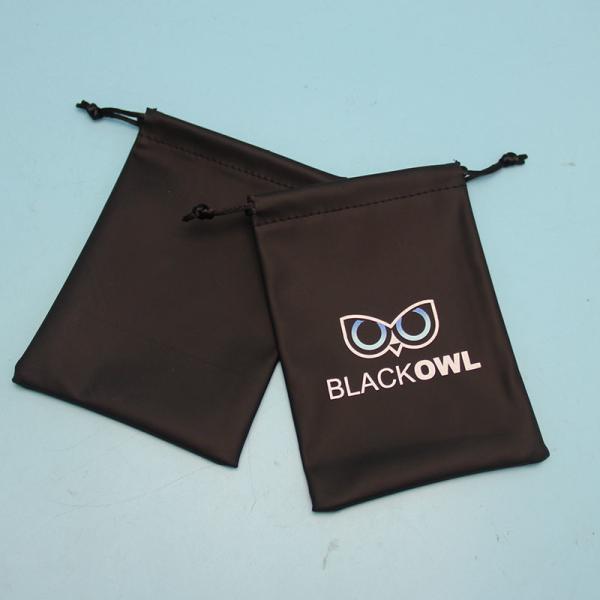 Black PU leather drawstring bags 12x17cm for jewelry package