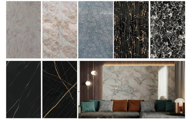 Waterproof PVC Marble Effect Sheet Featuring Easy Installation UV marble wall board waterproof