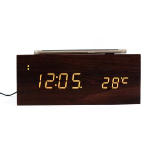 Multi-function Bluetooth Speaker : wireless charger + clock+thermometer