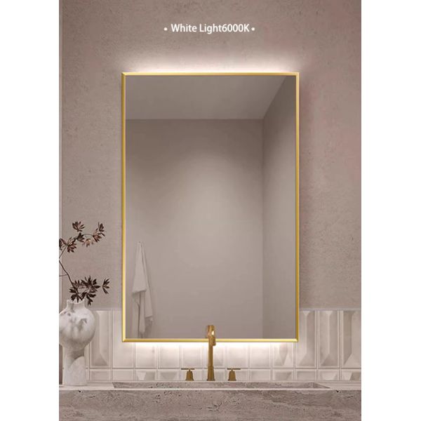 Premium Modern Aluminum Alloy Frame Rectangular LED Bathroom Light Elegant Luxury Anti-Fog Touch Bath Mirrors for Hotel