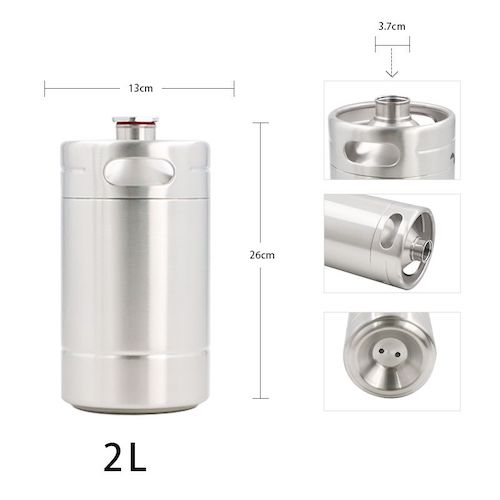 2L Stainless Steel Soda Nitro Empty Small Draft Beer Kegs