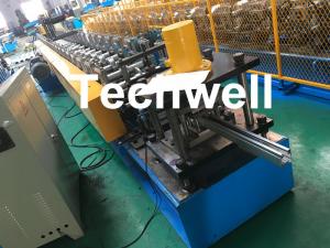 Quality PPGI , Galvanized Steel Guide Rail Roll Forming Machine With Disk Saw Cutting For Making Shutter Door Slats for sale
