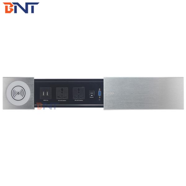 Multimedia Table Sliding Power Socket With Usb Charging And Wireless Charger