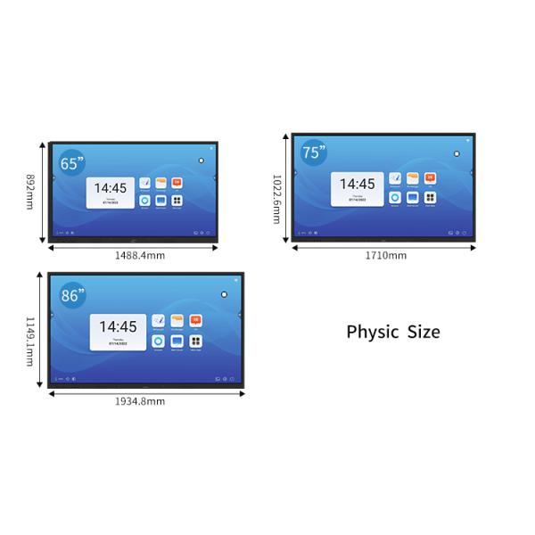 Android 11.0 Interactive Whiteboard 86inch Interactive Display Infrared 20 Touch windows 40 Touch for School and Conference