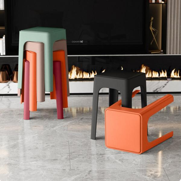Plastic Simple Nesting Stools Portable Stackable Bar Stool Dining Seating Chair for Kitchen Colorful Classroom Office