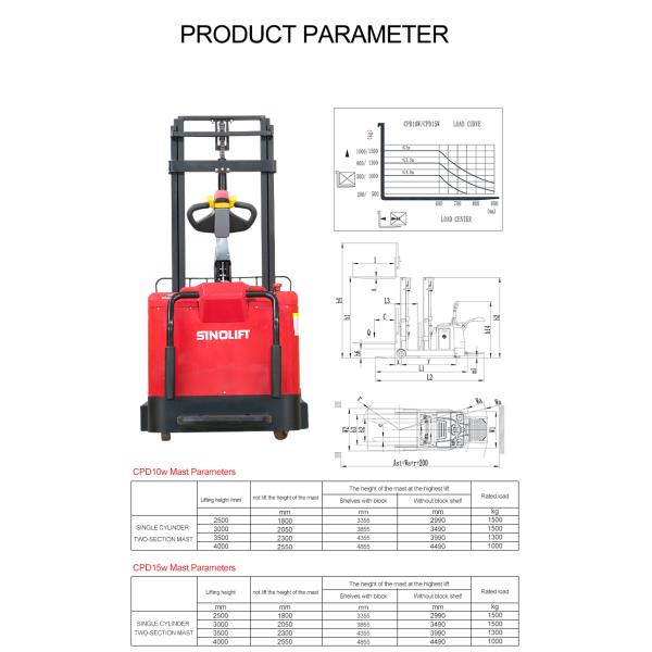 Sinolift CPD10/15W Electric Stand-on Counterweight Stacker
