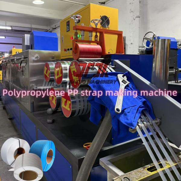 Polypropylene PP Strap Production Line With Recycled Material And PLC Control Double Embossing