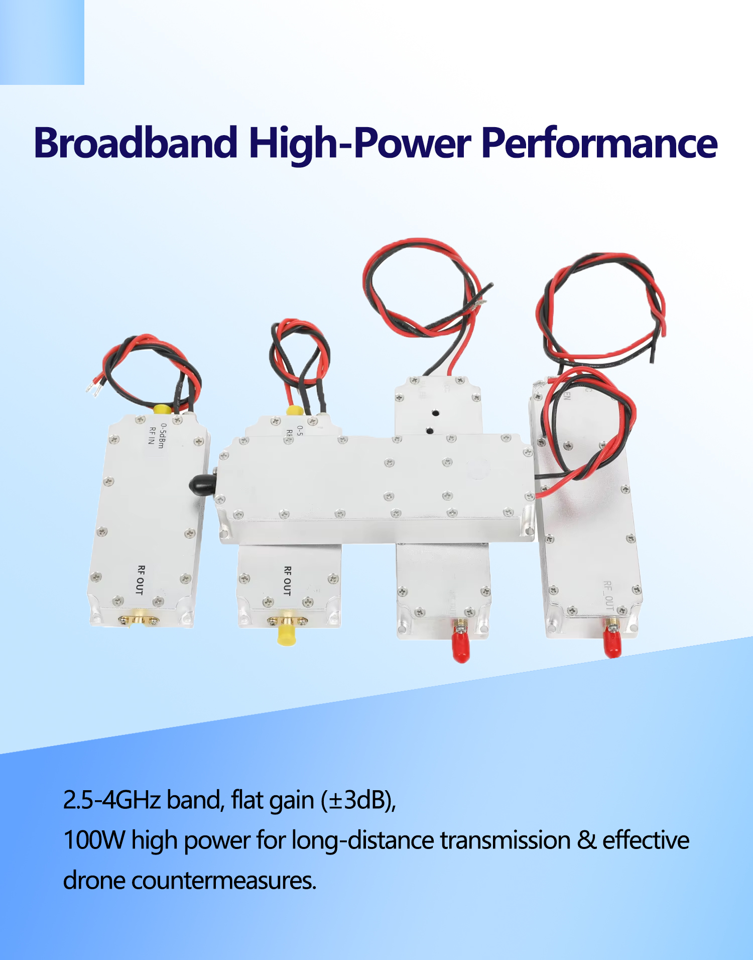50W GaN Power Amplifier Module for Drone Signal Interference