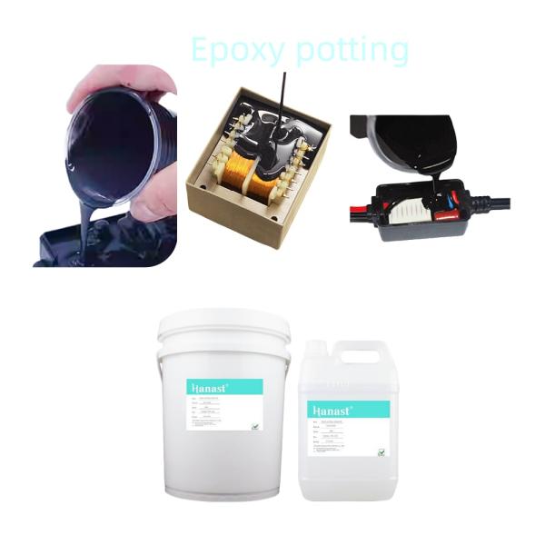 OEM Silicone Black Epoxy Potting Compound Resin Glue 5:1 For Electrical Led Driver High Hardness Potting Glue