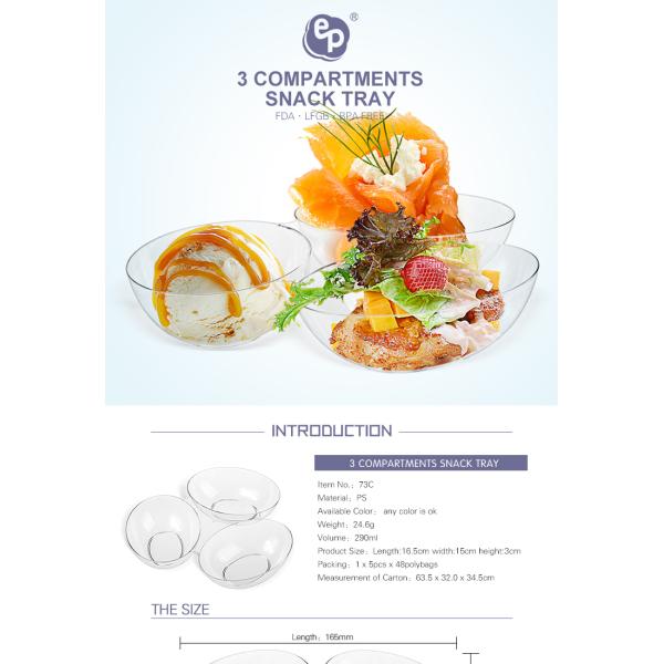 Eco friendly one time use tableware 3 compartments tray for food
