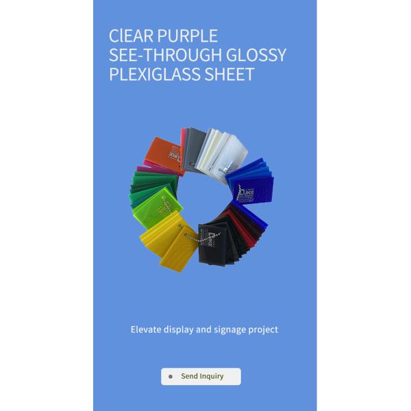UV Blocking Coloreds Purple See Through Glossy Solid Perspex Sheet For Signage