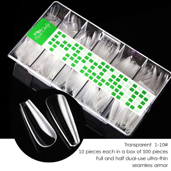 MSDS Certification Included Plastic Artificial Nails Customized Full Cover Nail Tips 100 Pcs French Short C Curve Xl