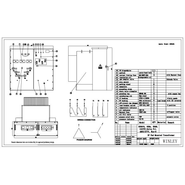500 Kva Three Phase Electrical Distribution Pad Mounted Transformer Step Down 12470v To 480v