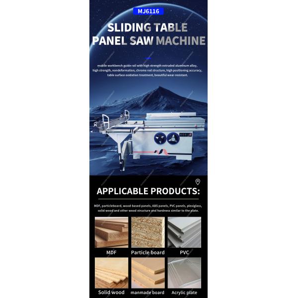 5.5kW Power MJ6116 Sliding Table Panel Saw Machine for Maximum Cutting Width 1300mm