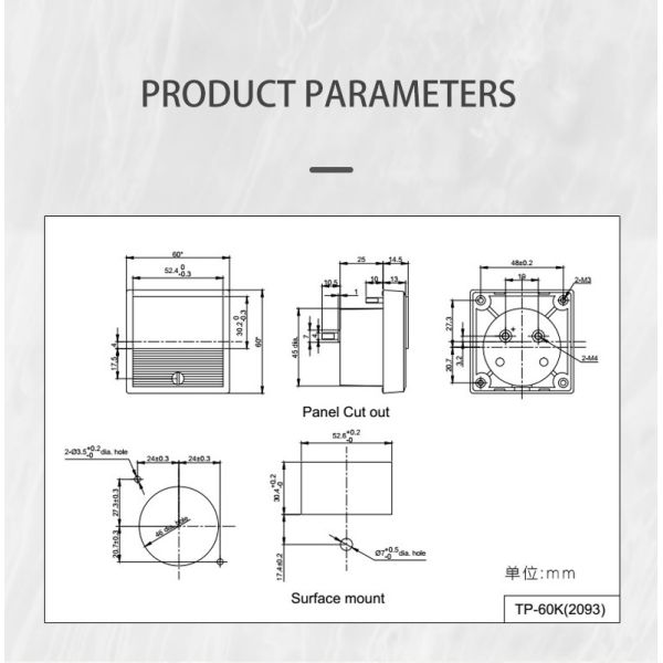 TP-60K Analog DC Ammeter 0-400A 60x60mm Panel Current Meter for Welding Machine & Power Distribution Equipment
