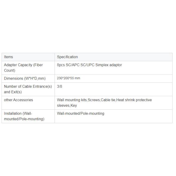 FTTX FTTB 8Cores Fiber Splitter Distribution Box
