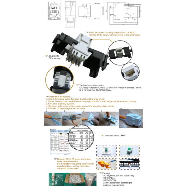 Le-K050 UTP Network Keystone Jack Cat5ee CAT6 CAT6A