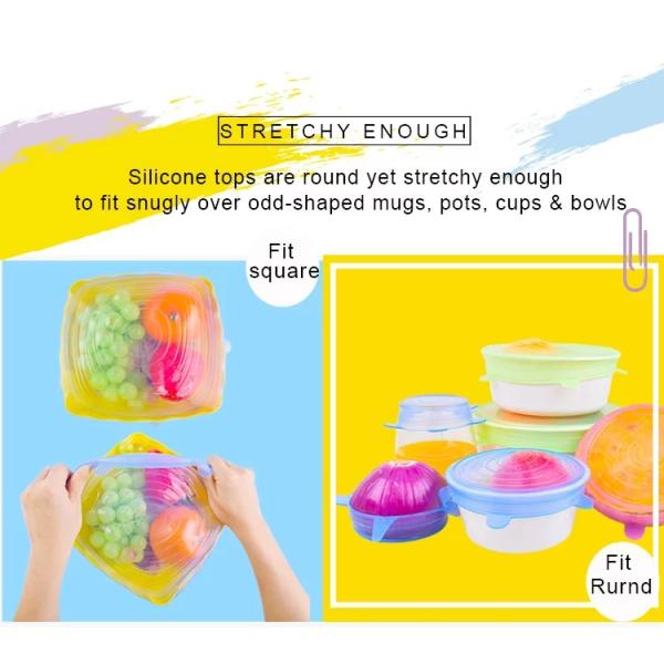 7 Pack Reusable Container Lid Silicone Household Products BSCI Round