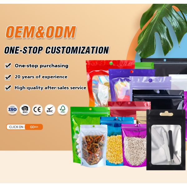 Customized Printing Heat Seal Durable Material Waterproof Zipper Plastic Packaging Aluminum Foil Bag for Food Packing